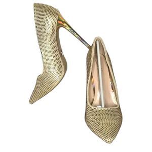 Lauren Lorraine Dori Gold Rhinestone Pointed Toe High Heel Stiletto Size 9 NIB